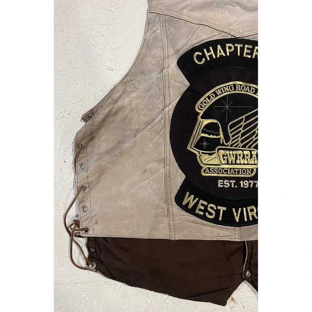 Vintage Hudson Leather‎ Gold Wing Road Riders Motorcycle Vest Mens 48 Grunge